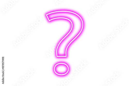 Pink question mark with neon glow effect isolated on transparent background. Pink neon query sign, question symbol. Vector illustration.