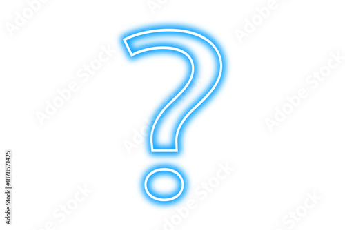 Blue question mark with neon glow effect isolated on transparent background. Blue neon query sign, question symbol. Vector illustration.