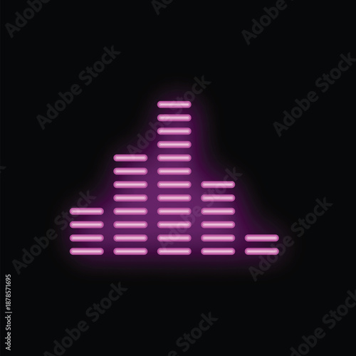 Bright neon pink audio soundwave is glowing on a black background