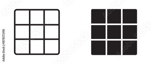 Grid Icon Set, in Line and Solid Style, UI UX Icon, Vector Illustration.
