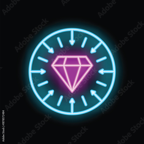 Neon icon representing an investment strategy aiming for a valuable result