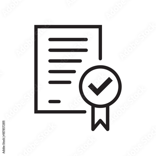 Approved document icon in flat style. Authorize vector illustration on white isolated background. Agreement check mark business concept.
