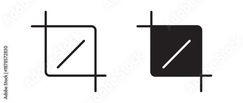 Crop Icon Set, in Line and Solid Style, UI UX Icon, Vector Illustration.
