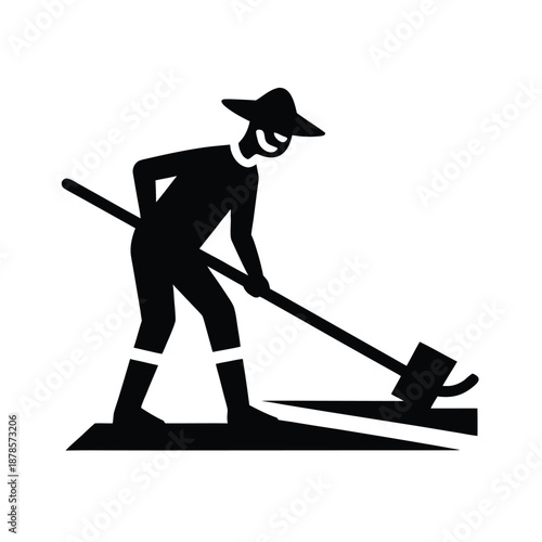 Togo Farmer Plowing Agriculture Icon