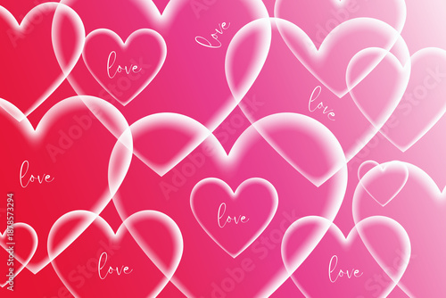 Pink Neon Hearts Light Background