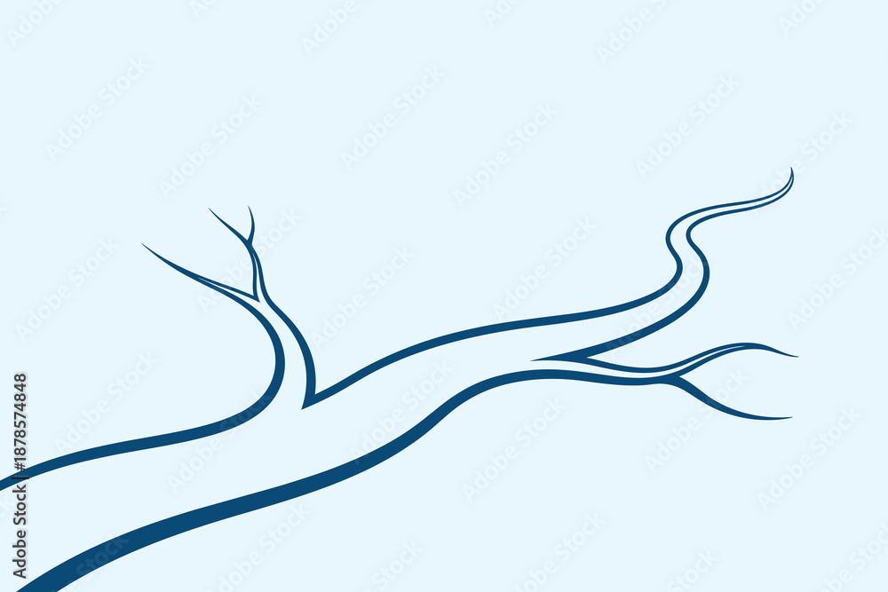 Obraz premium Vector abstract branch with blue lines on light blue background