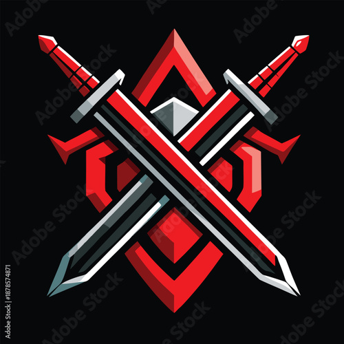 design logo vector illustration mascot icon crossed battle swords
