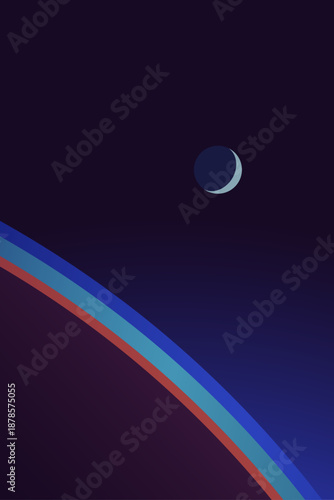 Astronomy and space poster. Sunrise and sunset. Orbital view. Earth stratosphere