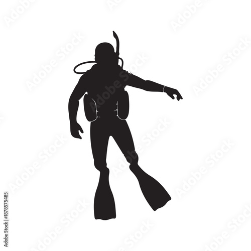 Scuba diving costume silhouette vector art