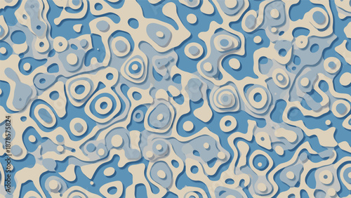 blue abstract background with fluid shapes and circles.