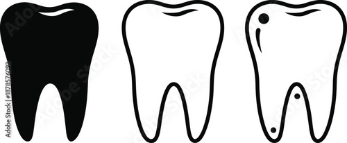 Dental, teeth, icon, health, tooth, care, hygiene, dentistry, medical, oral, clinic, cavity, protection, molar, stomatology, white, black, silhouette, vector, design