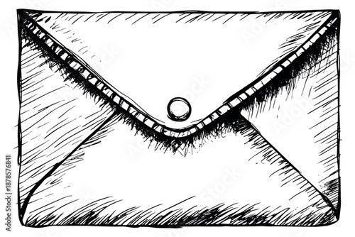 Hand drawn line art illustration of an envelope depicting a closed message for communication