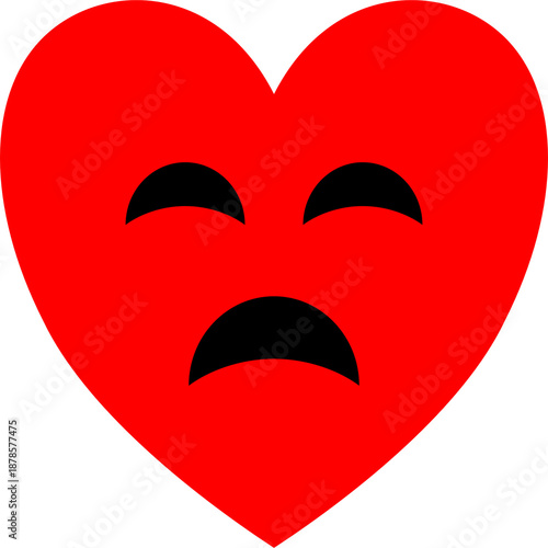 The illustration features a heart-shaped face with eyes and a mouth expressing sadness, making it suitable for artwork design.