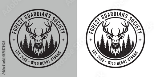 Forest Guardians Society Wild Heart Strong Deer Stag Logo