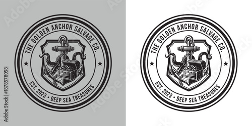 The Golden Anchor Salvage Co Deep Sea Treasures Nautical Badge