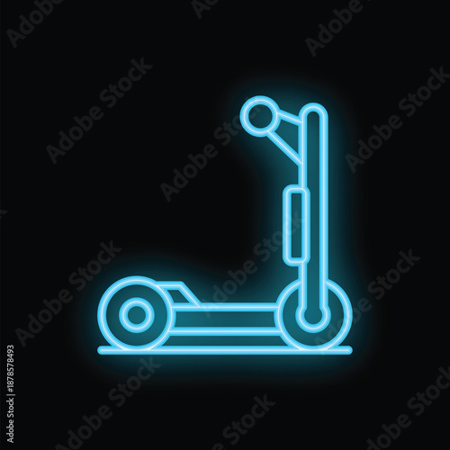 Vibrant neon icon depicting an electric scooter, symbolizing modern transportation and eco friendly commuting