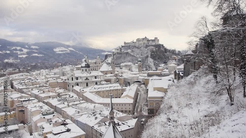 View to Old City, Salzburg, Austria, Winter