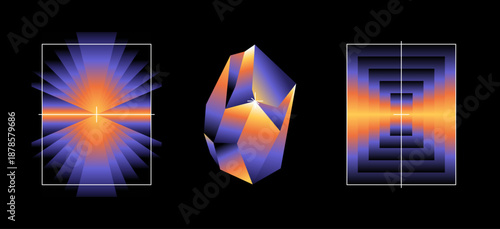 Vector illustration collection - trendy abstract creative minimalist prints and compositions with bright gradient colors - design templates for social media posts and stories, posters and banners