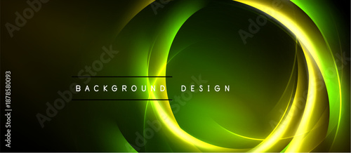 Abstract green yellow design. Circular lines create dynamic visual effect. Modern background suitable for various projects.