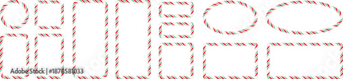 Christmas candy cane striped frames and borders set for festive design