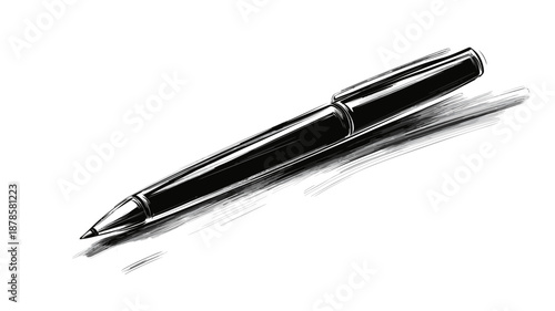 Black Ballpoint Pen on White Surface.