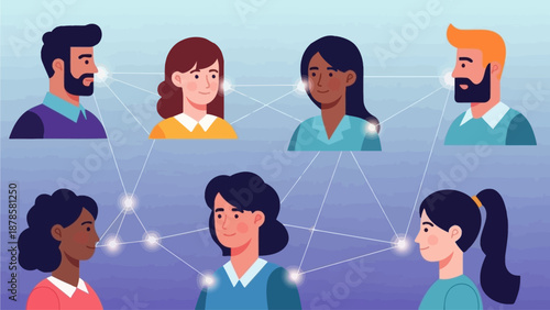 Diverse Professionals Networked Together in a Modern Digital Environment Viewed from a Slightly Elevated Perspective