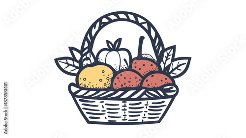 Fruit Basket with Apples and Pumpkin.