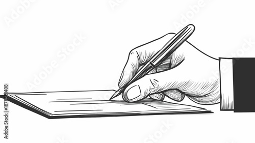 Hand Signing Document with Pen.