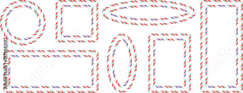 Candy cane style twisted border frames in various shapes and sizes for festive designs