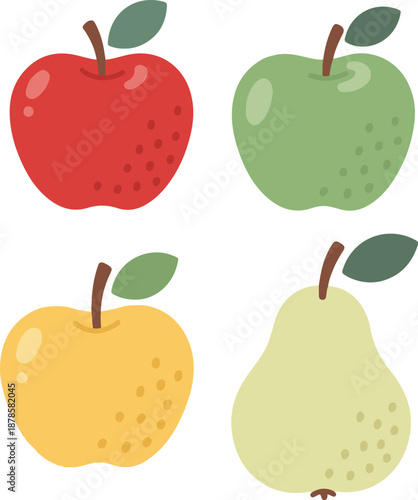 Fresh Apple and Pear Fruit Illustration