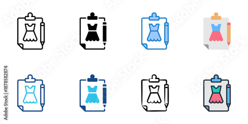 Fashion designer icons set multiple style collection. Editable stroke 
