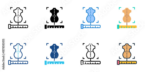 Tailoring icons set multiple style collection. Editable stroke 
