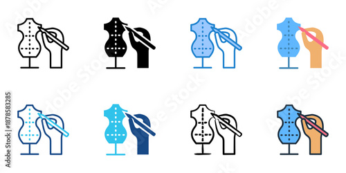 Fashion sketch icons set multiple style collection. Editable stroke 
