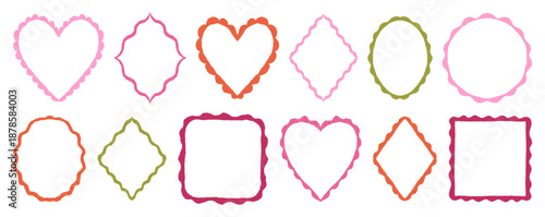 Vector set of hand drawn cut out style frames and borders , abstract design elements for wedding, birthday party invitations, greeting cards, prints, in marine coastal style with copy space for text