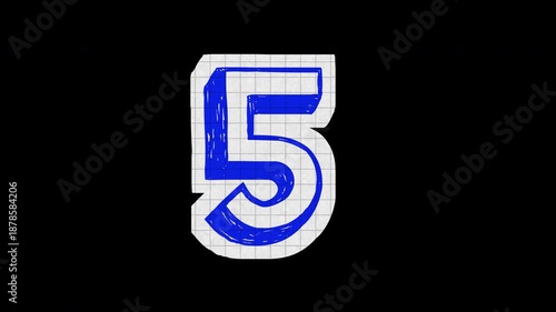 Stop Motion 10 Second Graph Paper Cutout Countdown On Alpha