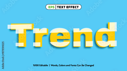 Bright yellow layered text effect spelling trend with overlapping shadow on vivid blue background modern editable typography design