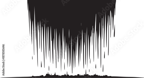 Black paint drips falling down on white background slowly