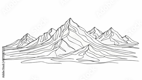 Hand drawn sketch of a majestic mountain range landscape.