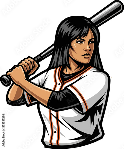 Female Softball Player Mascot with Bat