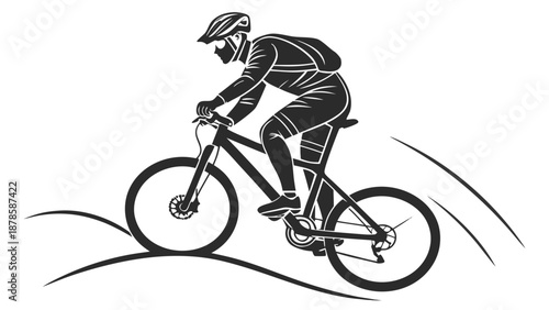 Man riding a bicycle in a dynamic motion on a with speed lines