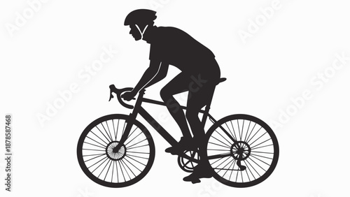Black silhouette of a cyclist riding a bicycle