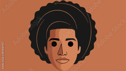 Illustration of a smiling Black man with an afro hairstyle.