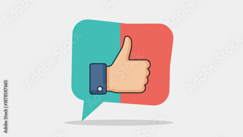 Hand Giving Thumbs Up in Speech Bubble.