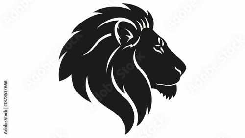 Majestic Lion Head Silhouette Profile View.