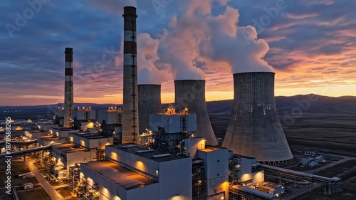 power plant at night