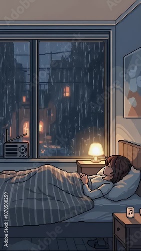 Cozy Bedroom Ambience on a Rainy Night for Sleep and Relaxation.
