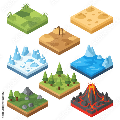 Collection of 3D Terrain Landscapes and Features.