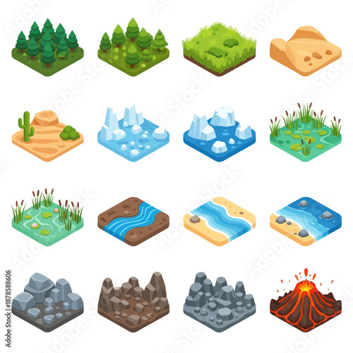Collection of 3D Terrain Landscapes and Features.