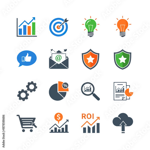 Collection of Business Icons and Symbols.