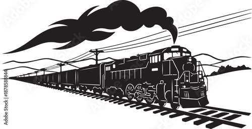 Vintage Train Traveling Through Scenic Countryside Landscape Freely Always